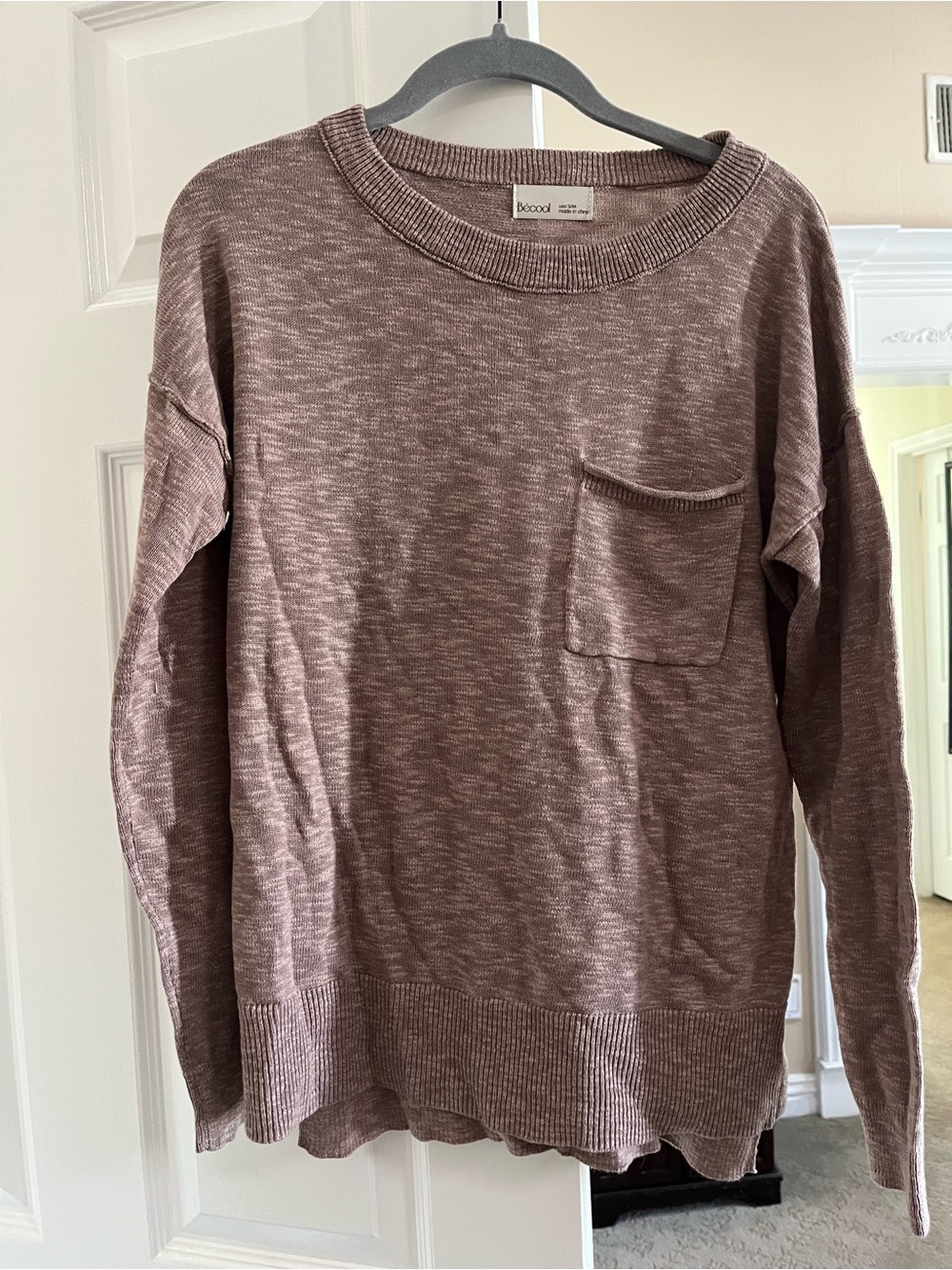 Becool Lightweight Crewneck Sweater in Brown